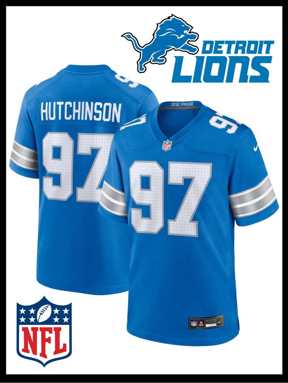 Aidan Hutchinson Detroit Lions Nike NFL Game Jersey Size (XL) NEW with Tags
